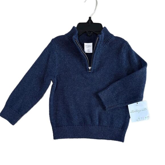 Starting Out Baby Boy Quarter Zip Pullover Sweater - Picture 1 of 8